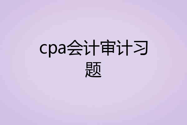 cpa会计审计习题