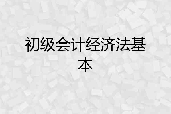 初级会计经济法基本