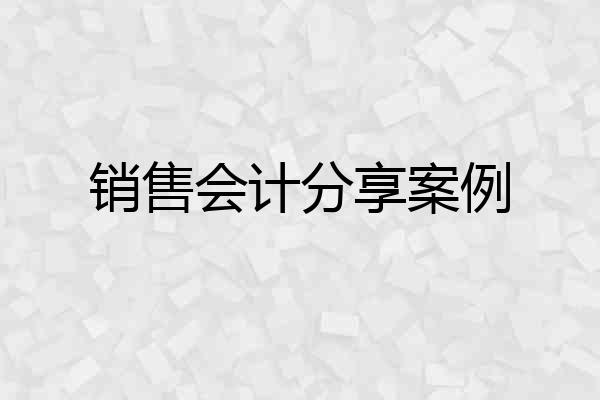 销售会计分享案例