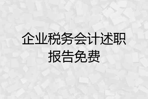 企业税务会计述职报告免费