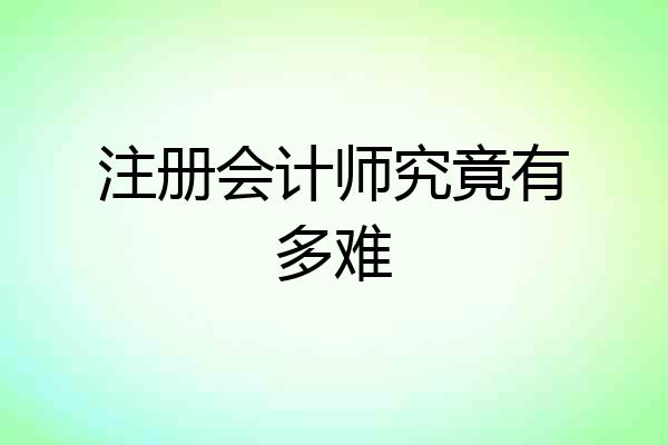 注册会计师究竟有多难