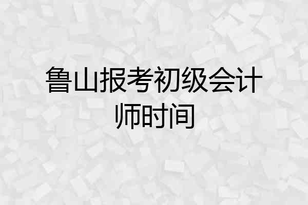 鲁山报考初级会计师时间