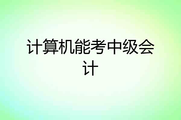 计算机能考中级会计