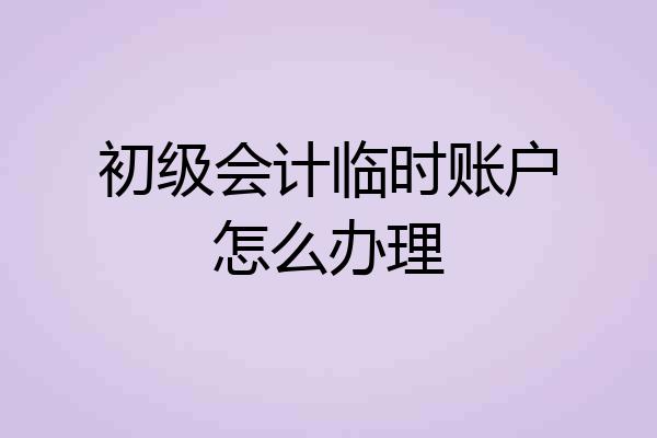 初级会计临时账户怎么办理