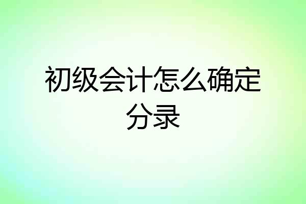 初级会计怎么确定分录