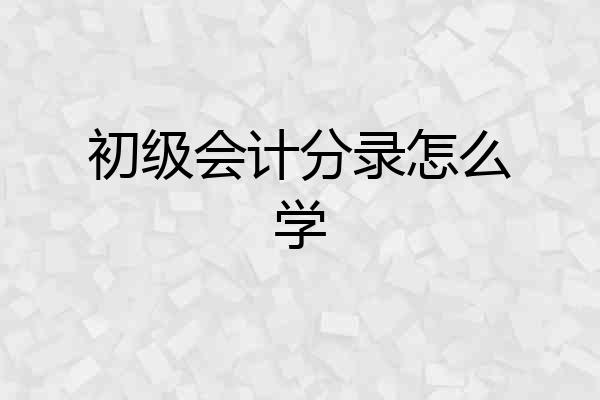 初级会计分录怎么学