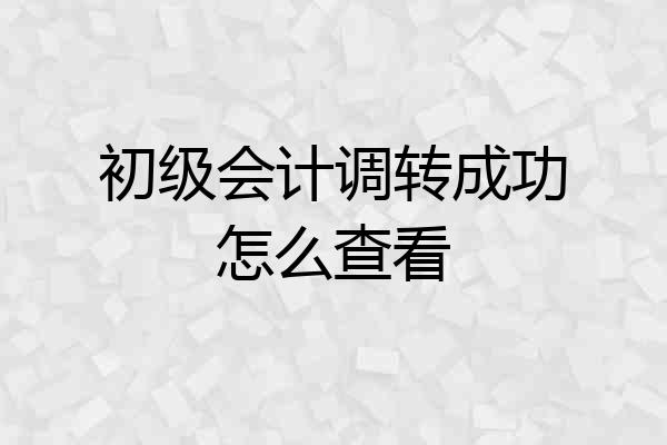 初级会计调转成功怎么查看