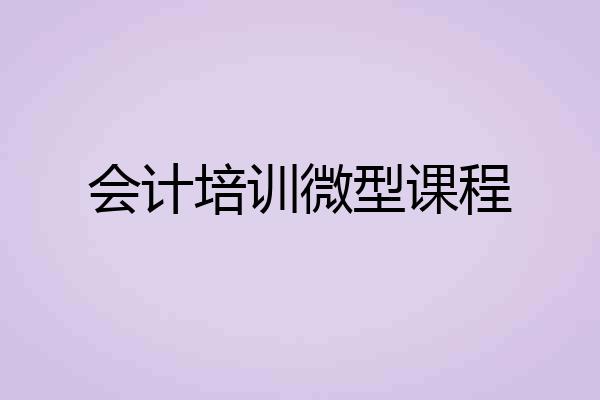 会计培训微型课程