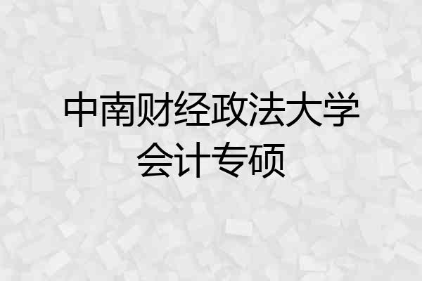 中南财经政法大学会计专硕