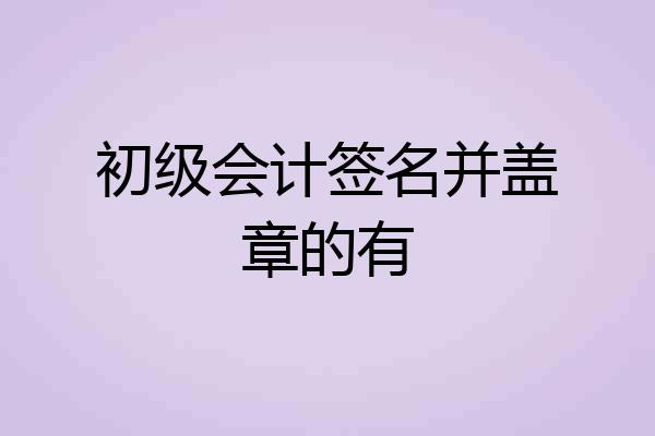 初级会计签名并盖章的有