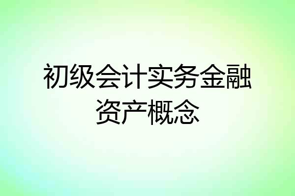 初级会计实务金融资产概念