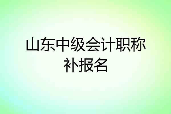 山东中级会计职称补报名
