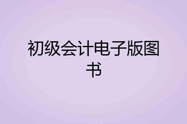 初级会计电子版图书