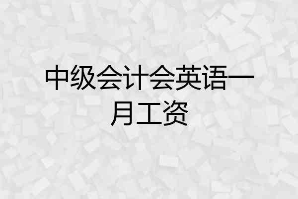 中级会计会英语一月工资
