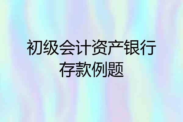 初级会计资产银行存款例题
