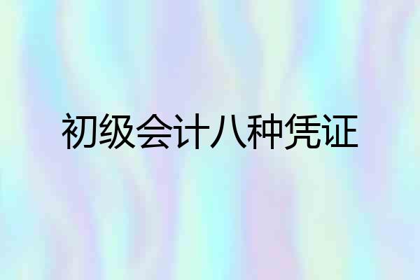 初级会计八种凭证