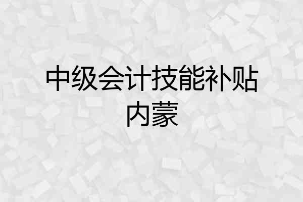 中级会计技能补贴内蒙