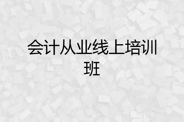 会计从业线上培训班
