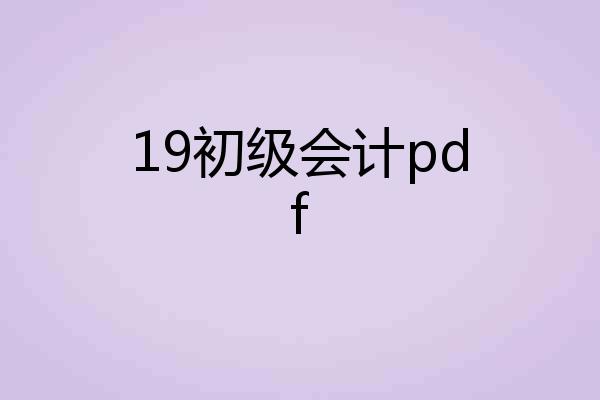 19初级会计pdf