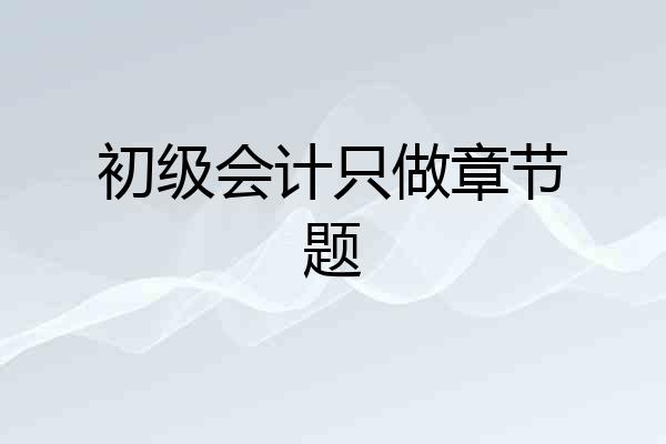 初级会计只做章节题