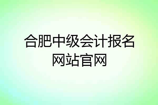 合肥中级会计报名网站官网