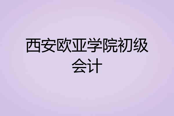 西安欧亚学院初级会计
