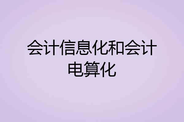 会计信息化和会计电算化