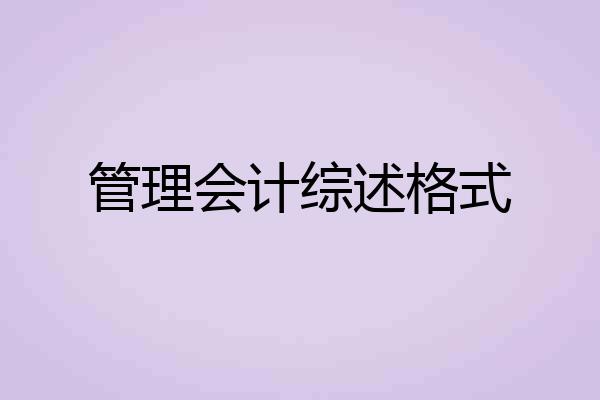 管理会计综述格式