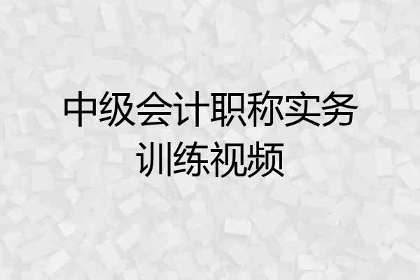 中级会计职称实务训练视频