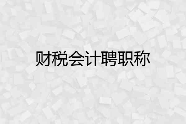 财税会计聘职称