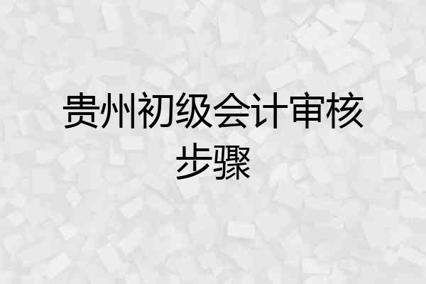 贵州初级会计审核步骤