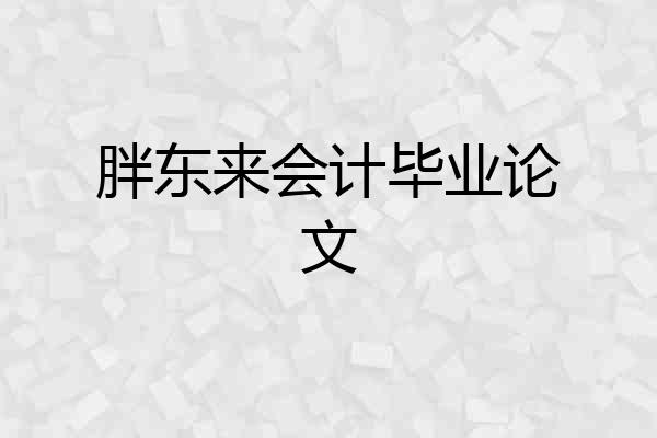 胖东来会计毕业论文