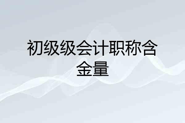 初级级会计职称含金量