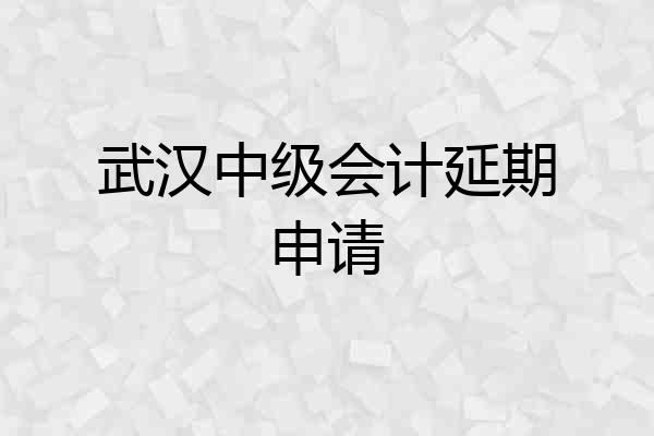 武汉中级会计延期申请