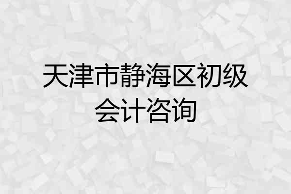 天津市静海区初级会计咨询