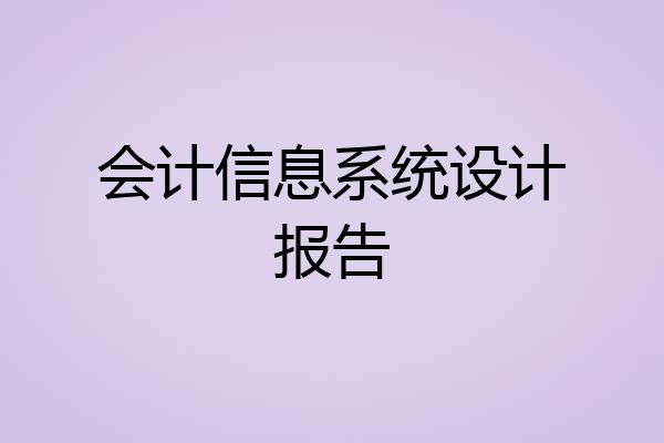 会计信息系统设计报告