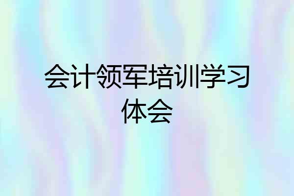 会计领军培训学习体会