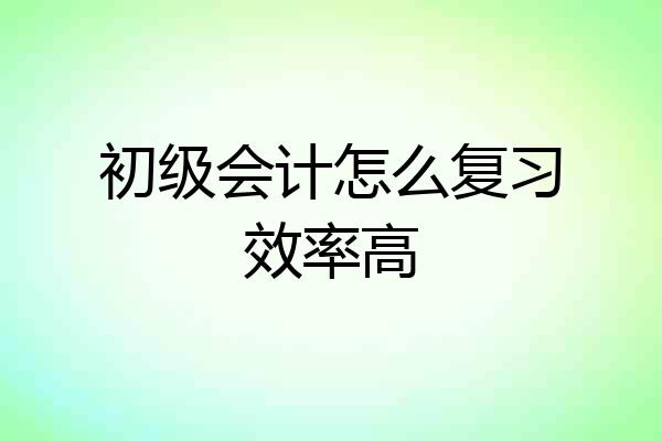 初级会计怎么复习效率高