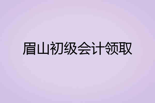 眉山初级会计领取