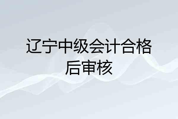 辽宁中级会计合格后审核
