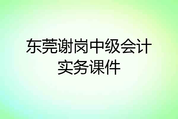 东莞谢岗中级会计实务课件