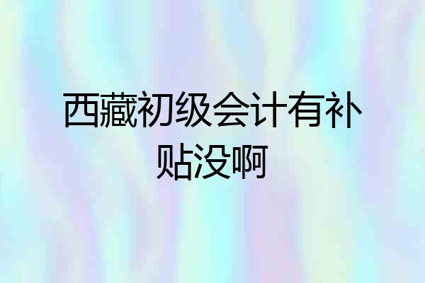 西藏初级会计有补贴没啊