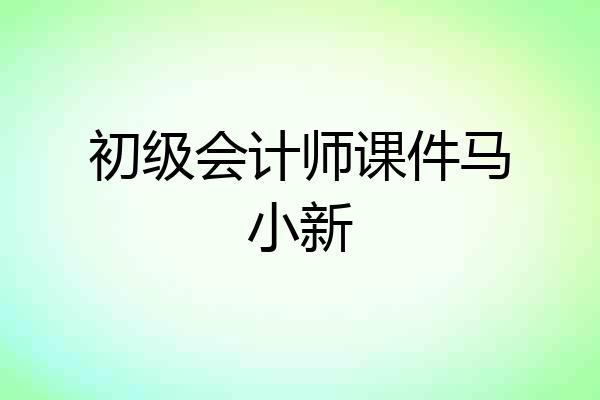 初级会计师课件马小新