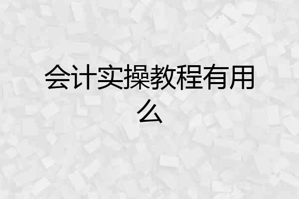 会计实操教程有用么