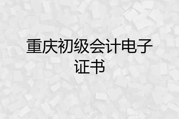 重庆初级会计电子证书