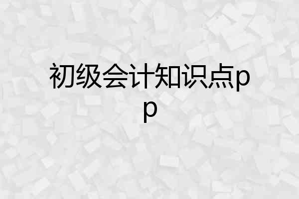 初级会计知识点pp