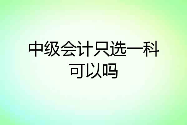中级会计只选一科可以吗