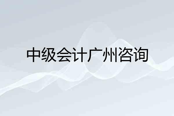 中级会计广州咨询
