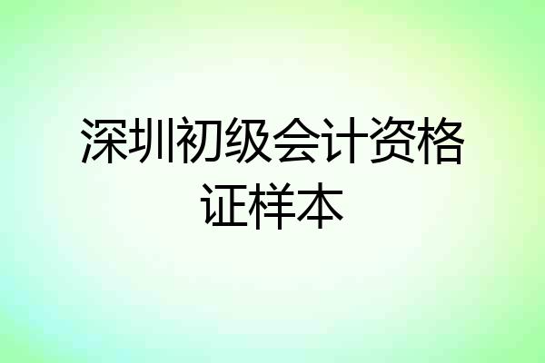 深圳初级会计资格证样本