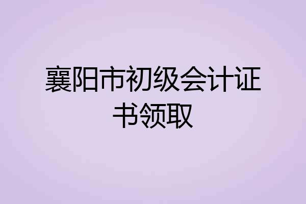 襄阳市初级会计证书领取